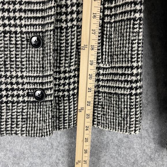 Banana Republic Wool Blend Coat Womens 6 Tall Houndstooth Double Breasted Preppy - Picture 9 of 14